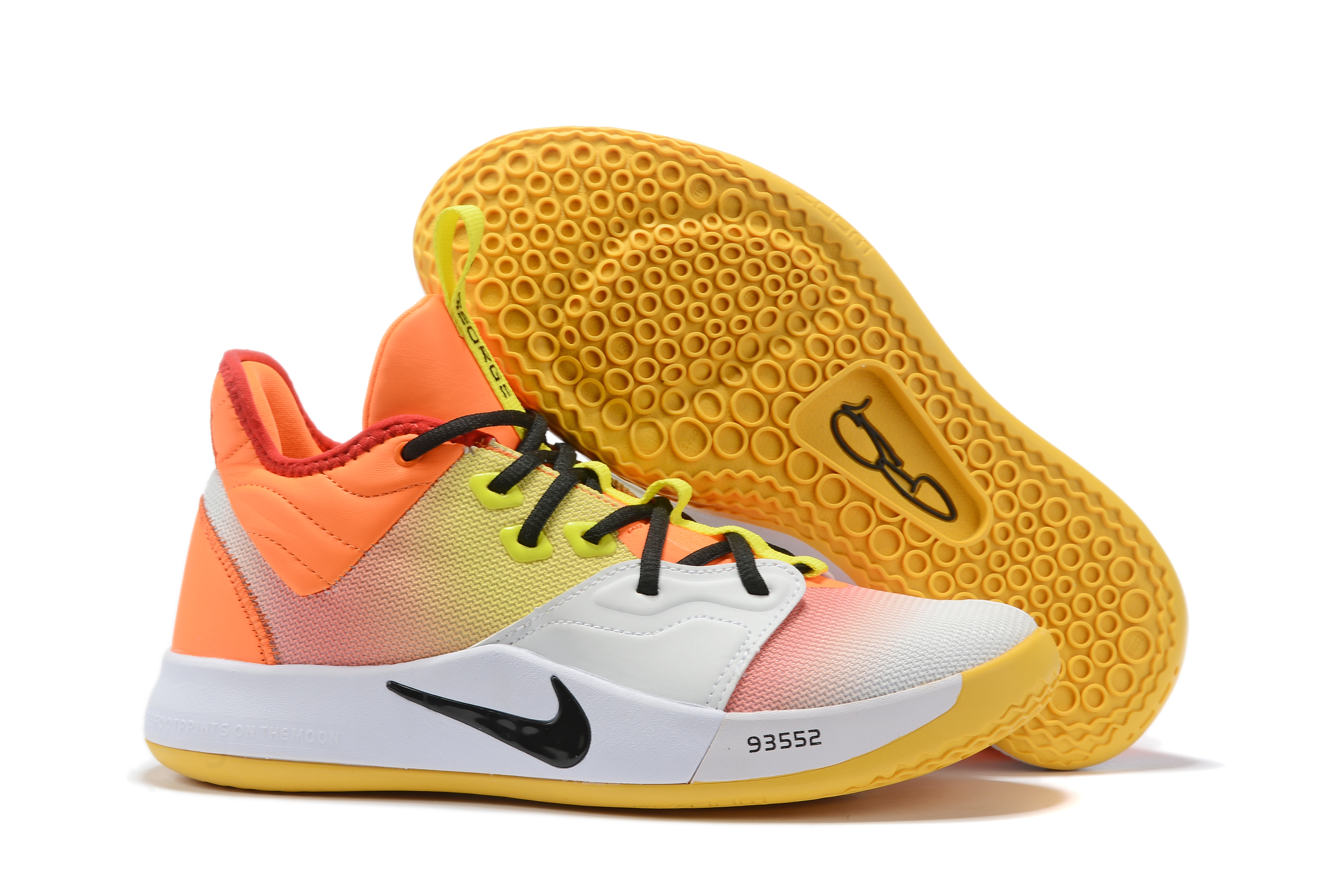 2019 Men Nike Paul George 3 Yellow Orange Black White Shoes